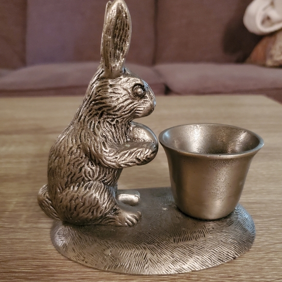 Pottery Barn Pewter Rabbit Candlestick holders - Picture 5 of 6